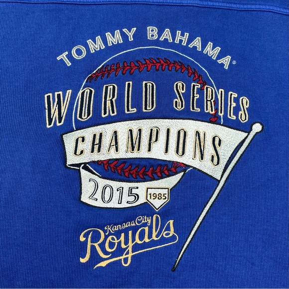 Tommy Bahama Kansas City Royals Mens 1/4 Zip Pullover Sweater Medium Blue A5 - Picture 2 of 7